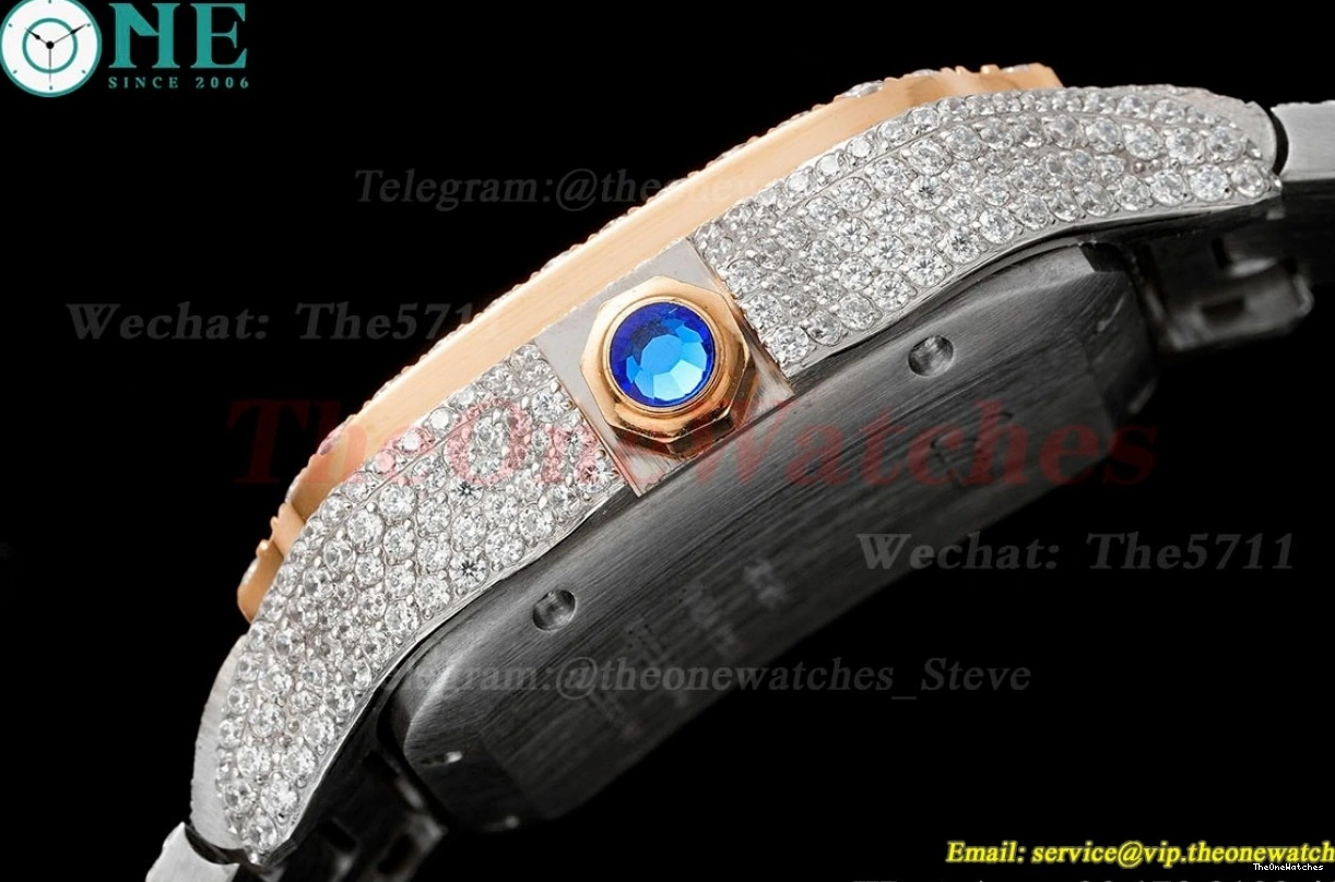 SS Silver MY9015 Santos Dial XL AMG Mens 40mm SS 100 RG 1202